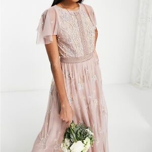 ASOS Dusty Pink Embellished Maxi Dress